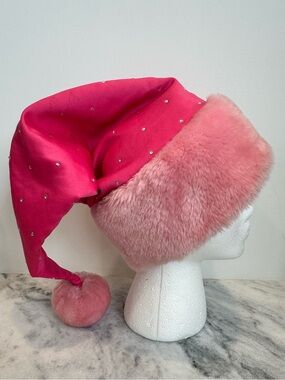 Rare Vintage Victoria's Secret "Sexy Little Things"  Pink Rhinestone Santa hat